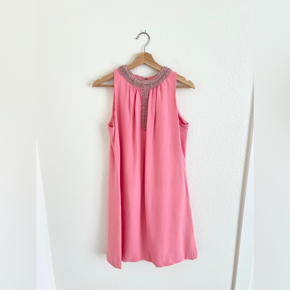 VINTAGE 60s mod pink shift dress / size S-M
